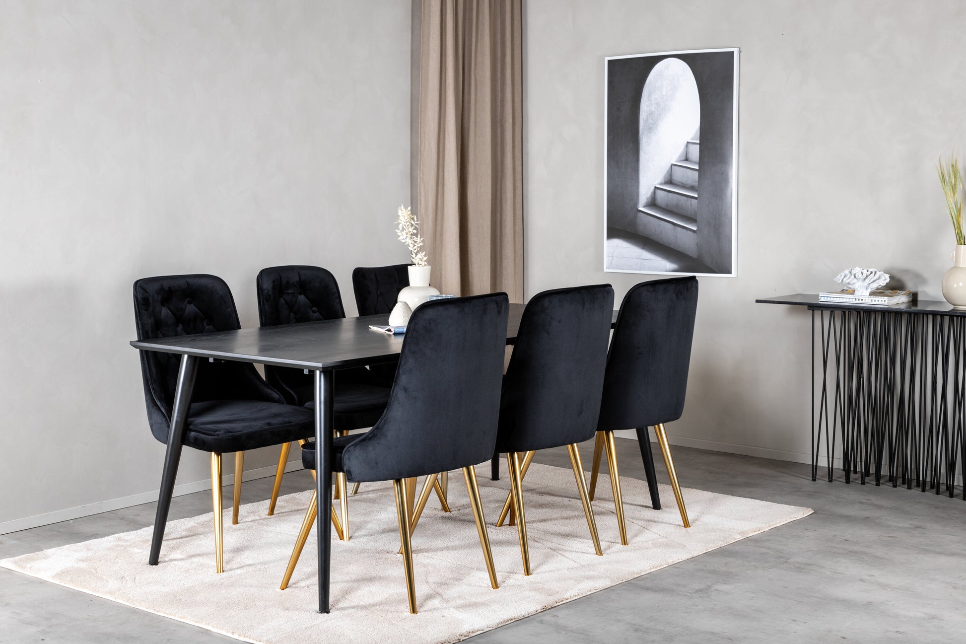 Dipp Matbord med Velvet Deluxe Stolarna Matgrupp