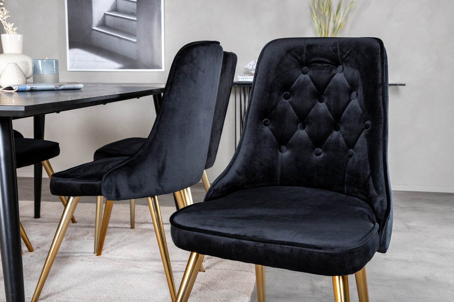 Dipp Matbord med Velvet Deluxe Stolarna Matgrupp