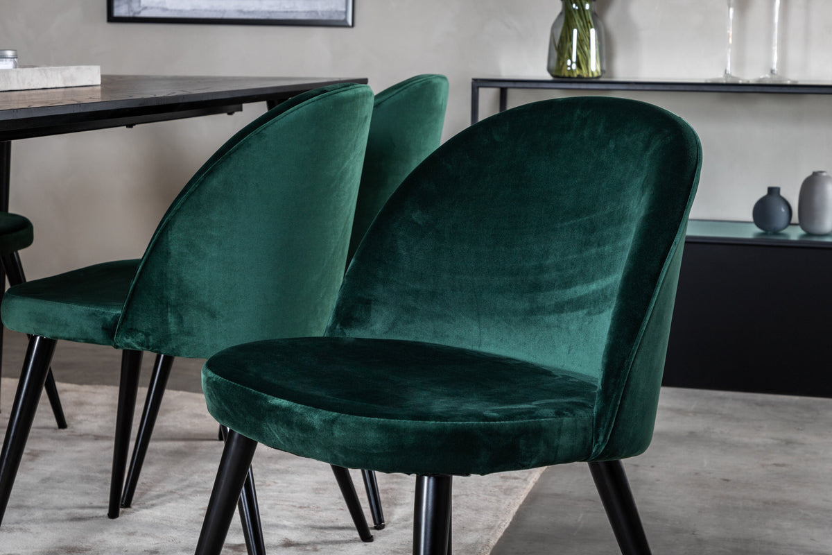 Dipp Matbord med Velvet Stolarna – Bord: 75,5x180x90 Stol: 57x76,5x50