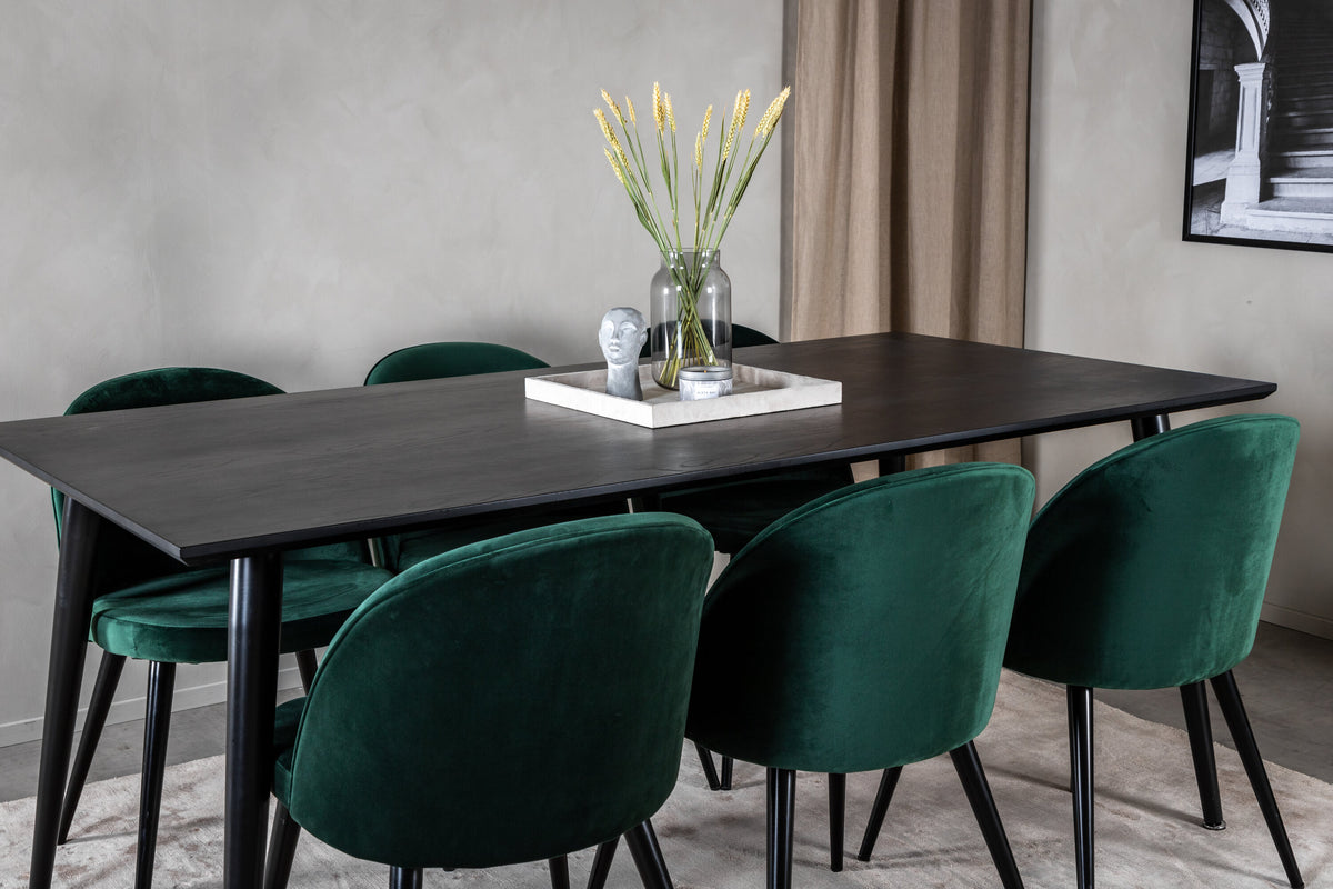 Dipp Matbord med Velvet Stolarna – Bord: 75,5x180x90 Stol: 57x76,5x50