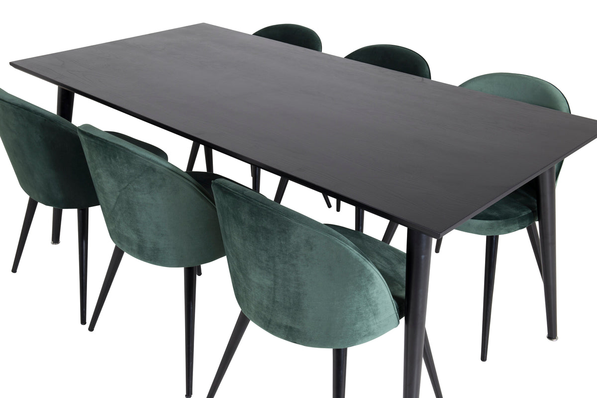 Dipp Matbord med Velvet Stolarna – Bord: 75,5x180x90 Stol: 57x76,5x50