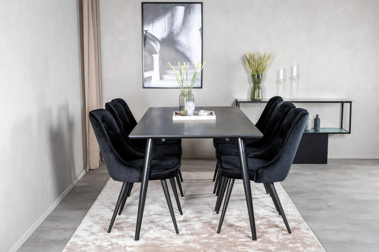Dipp Matbord med Velvet Deluxe Stolarna – Bord: 75,5x180x90 Stol: 66x88,5x50