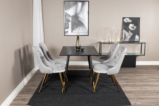 Dipp Matbord med Velvet Deluxe Stolarna – Bord: 75x120x85 Stol: 66x88,5x50