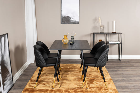Dipp Matbord med Velvet Stolarna – Bord: 75x120x85 Stol: 57x76,5x50