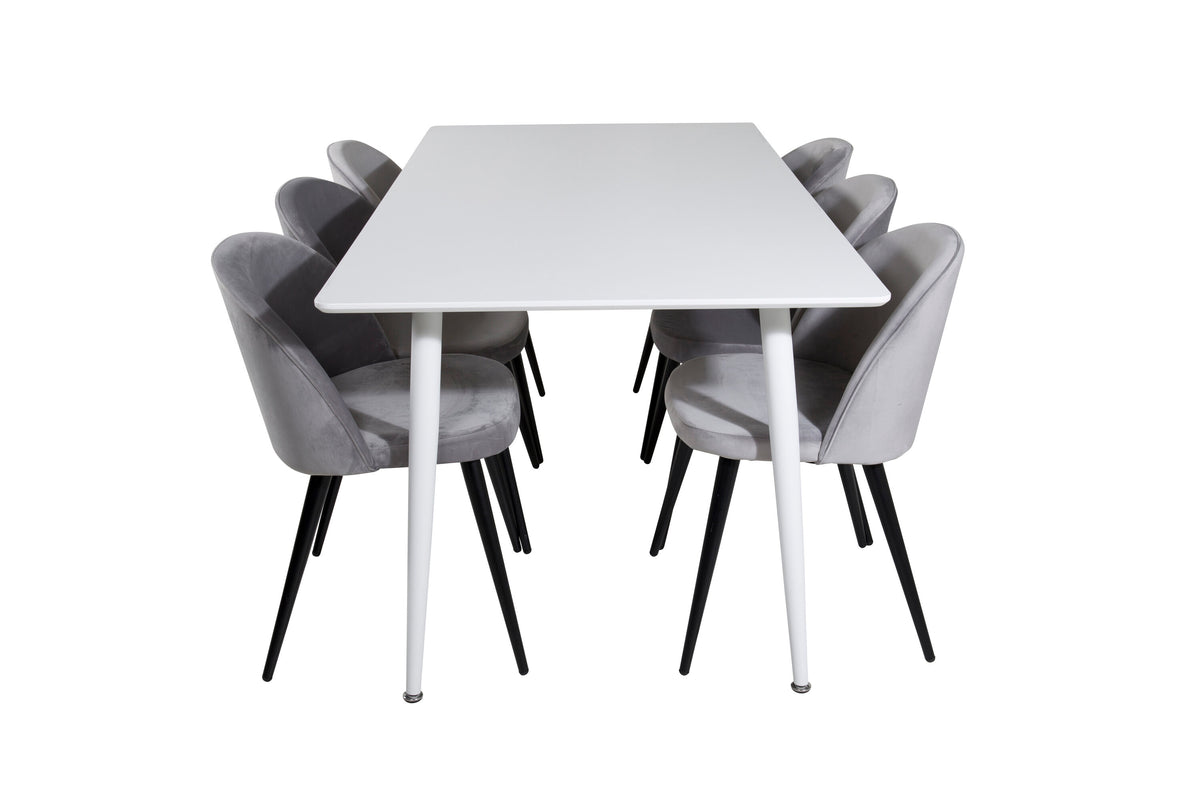 Polar Matbord med Velvet Stolarna – Bord: 75x180x90 Stol: 57x76,5x50
