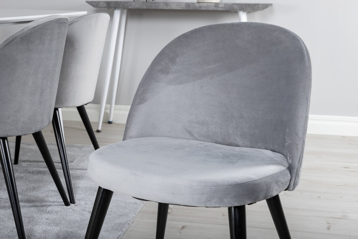 Polar Matbord med Velvet Stolarna – Bord: 75x180x90 Stol: 57x76,5x50