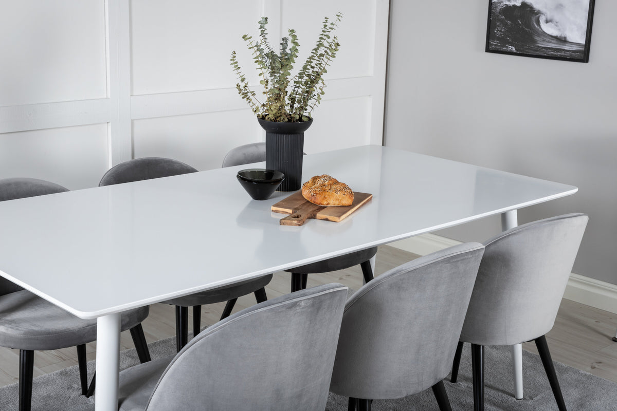Polar Matbord med Velvet Stolarna – Bord: 75x180x90 Stol: 57x76,5x50