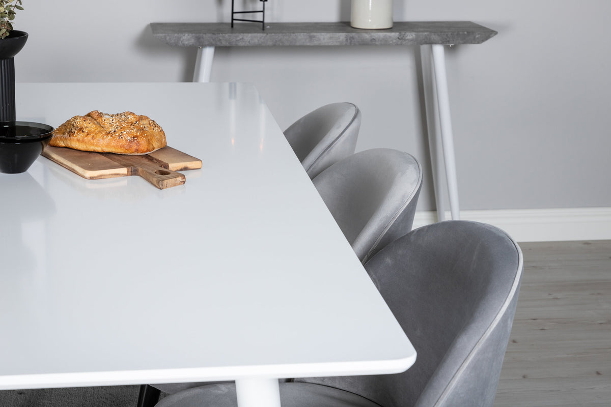 Polar Matbord med Velvet Stolarna – Bord: 75x180x90 Stol: 57x76,5x50