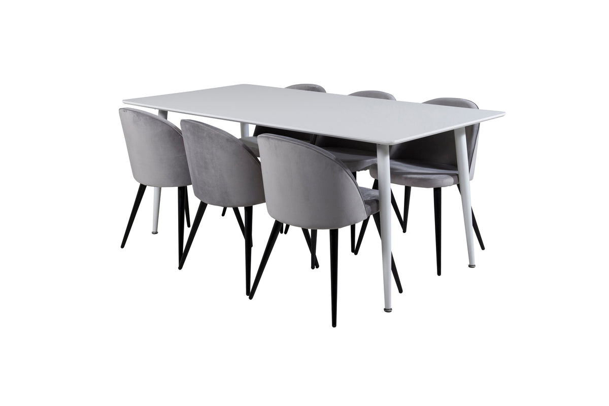 Polar Matbord med Velvet Stolarna – Bord: 75x180x90 Stol: 57x76,5x50