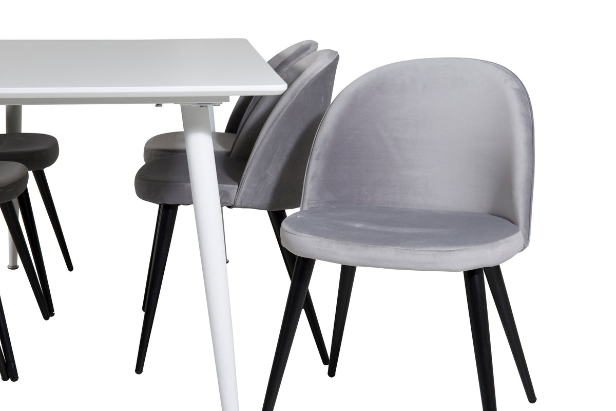 Polar Matbord med Velvet Stolarna – Bord: 75x180x90 Stol: 57x76,5x50