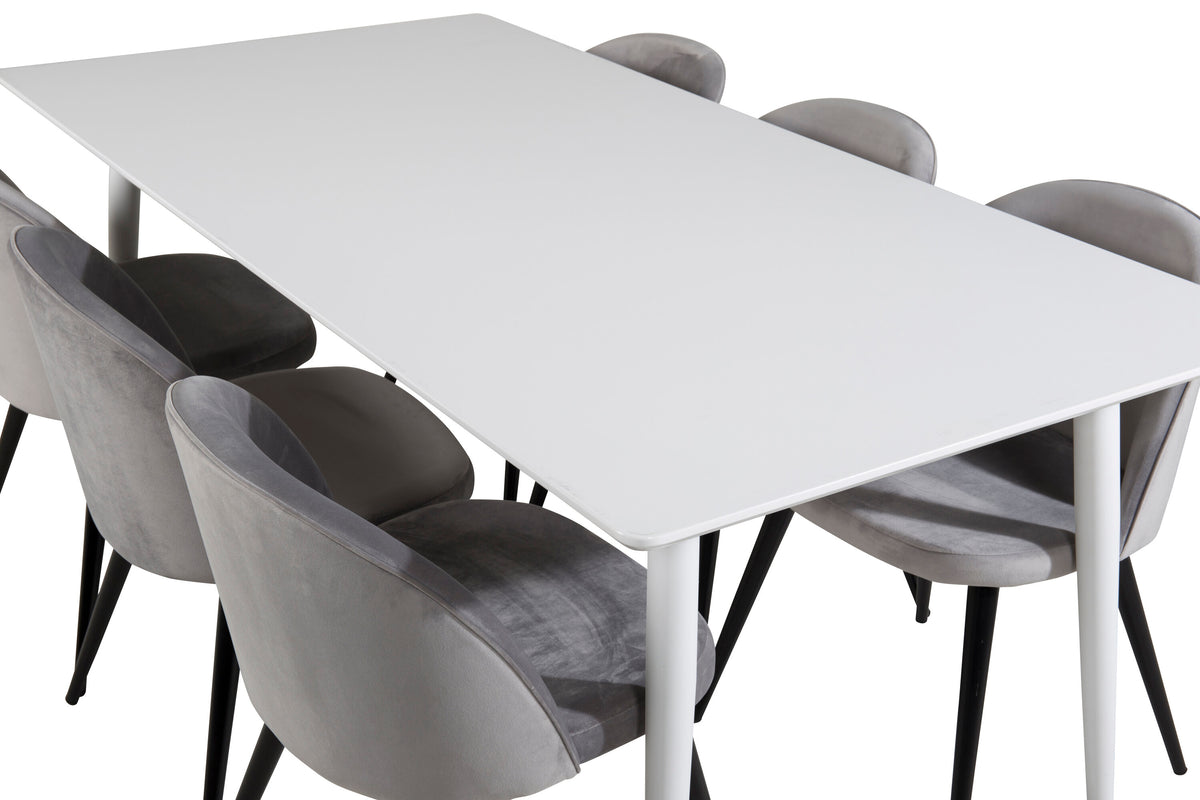 Polar Matbord med Velvet Stolarna – Bord: 75x180x90 Stol: 57x76,5x50