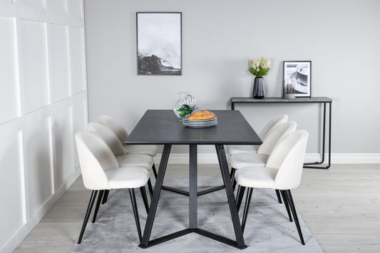 Marina Matbord med Velvet Stolarna – Bord: 75x180x90 Stol: 57x76,5x50