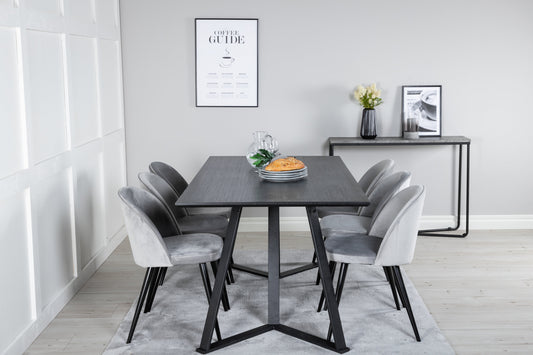 Marina Matbord med Velvet Stolarna – Bord: 75x180x90 Stol: 57x76,5x50