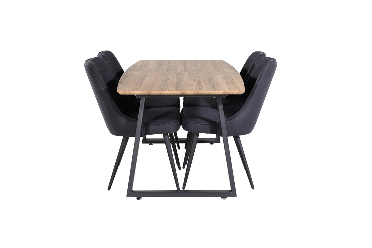 Inca Matbord med Velvet Deluxe Stolarna – Bord: 75,5x160x85 Stol: 66x88,5x50