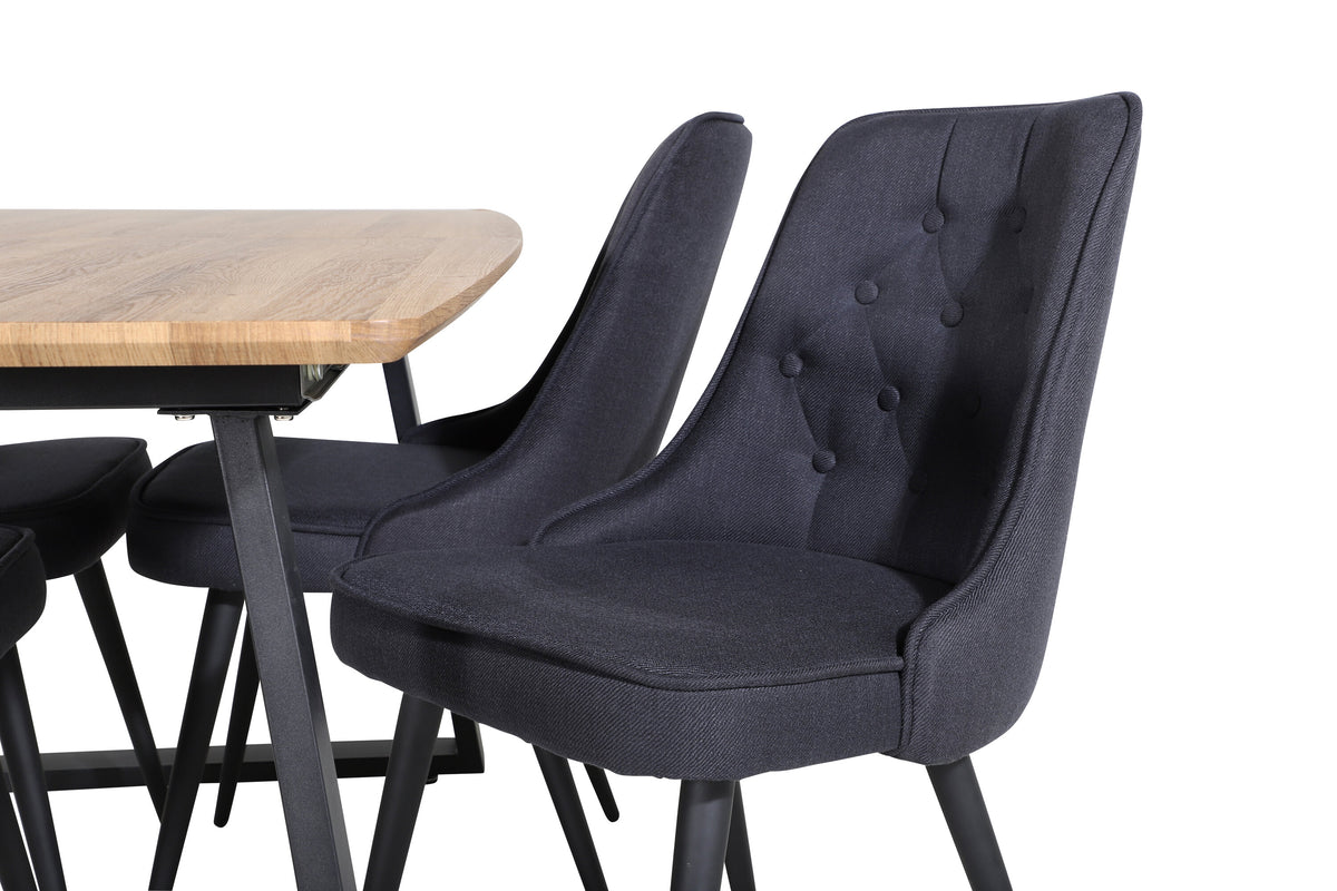 Inca Matbord med Velvet Deluxe Stolarna – Bord: 75,5x160x85 Stol: 66x88,5x50