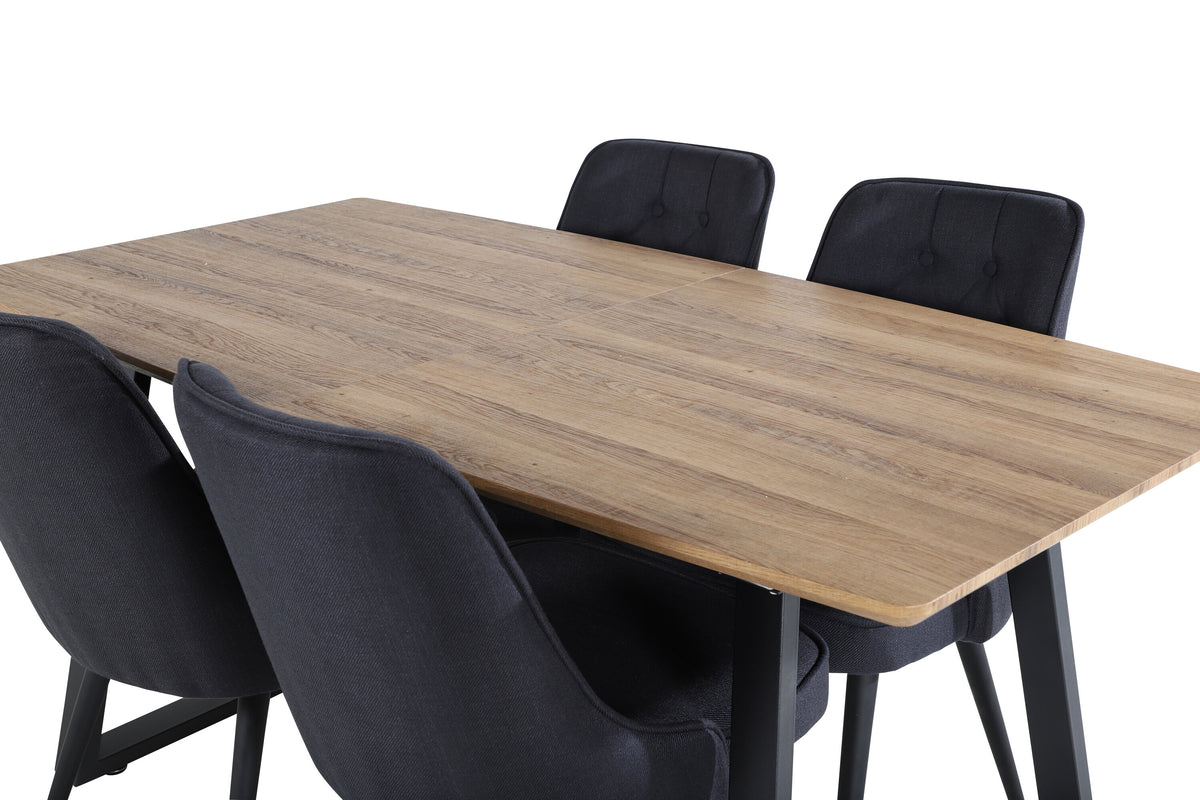 Inca Matbord med Velvet Deluxe Stolarna – Bord: 75,5x160x85 Stol: 66x88,5x50