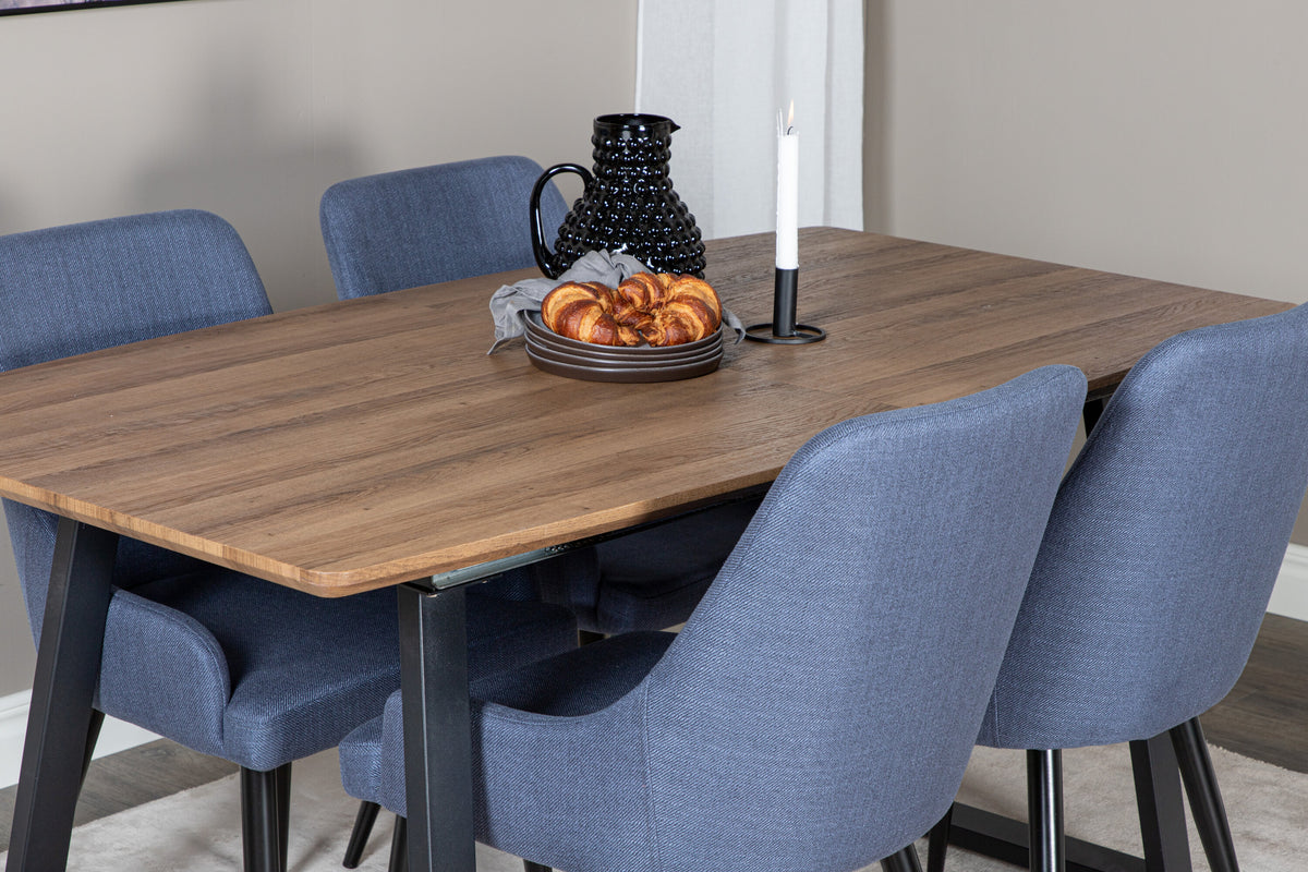 Inca Matbord med Plaza Stolarna – Bord: 75,5x160x85 Stol: 58x86x49