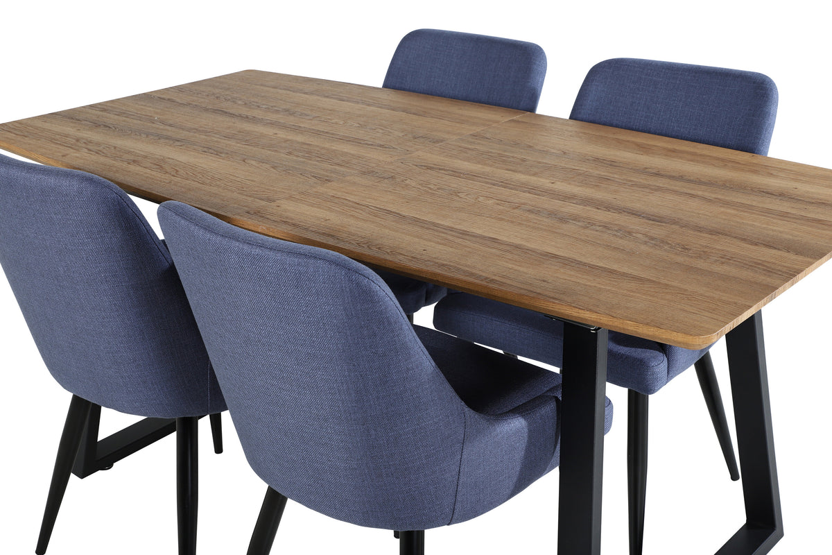 Inca Matbord med Plaza Stolarna – Bord: 75,5x160x85 Stol: 58x86x49