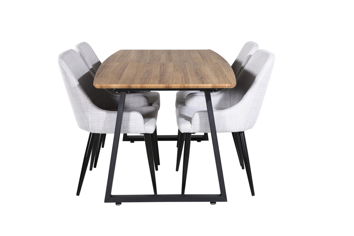 Inca Matbord med Plaza Stolarna – Bord: 75,5x160x85 Stol: 58x86x49
