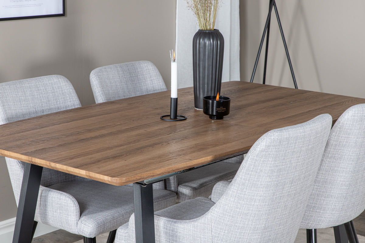 Inca Matbord med Plaza Stolarna – Bord: 75,5x160x85 Stol: 58x86x49