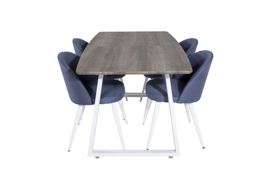 Inca Matbord med Velvet Stolarna – Bord: 75x160x85 Stol: 57x76,5x50