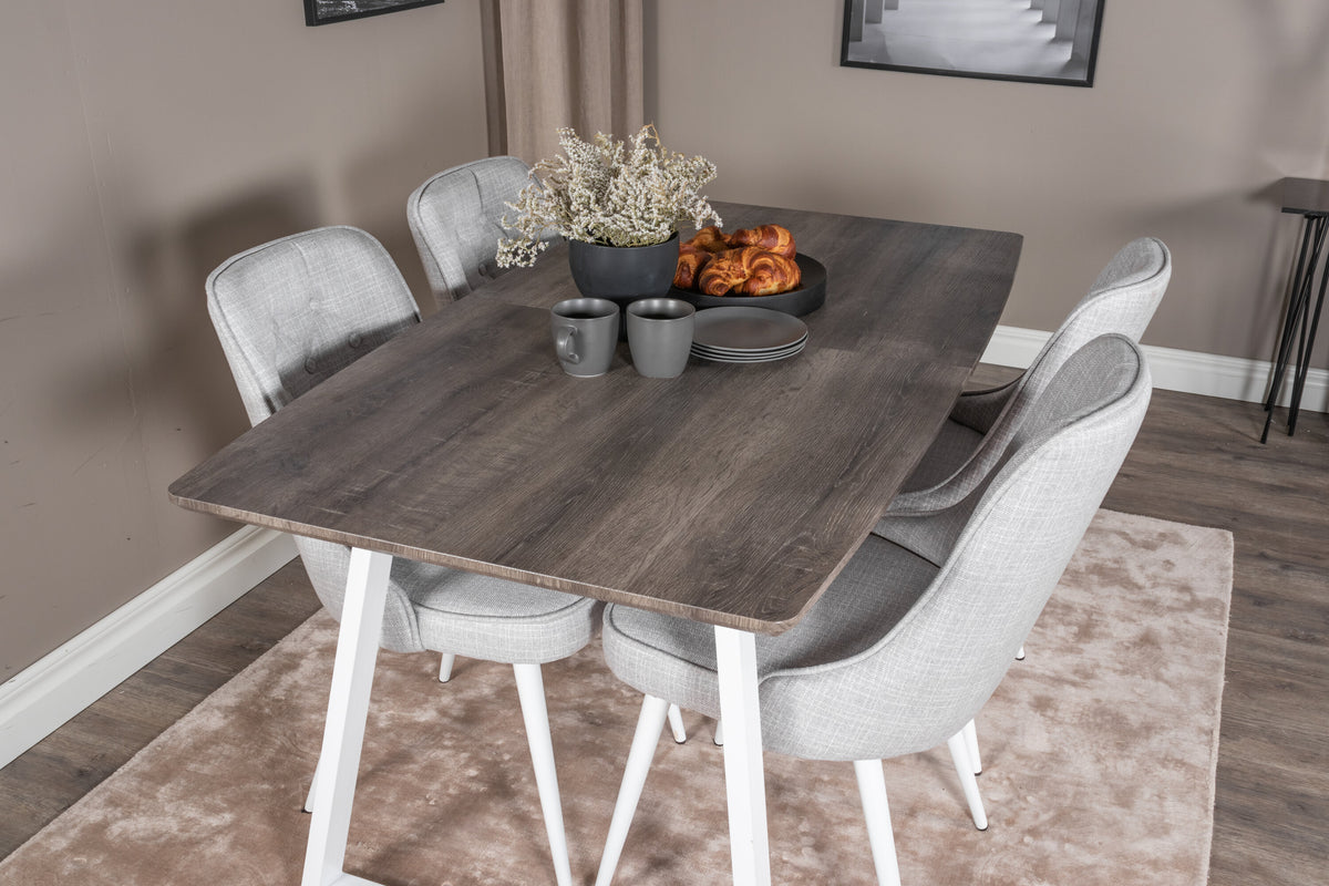 Inca Matbord med Velvet Deluxe Stolarna – Bord: 75x160x85 Stol: 66x88,5x50