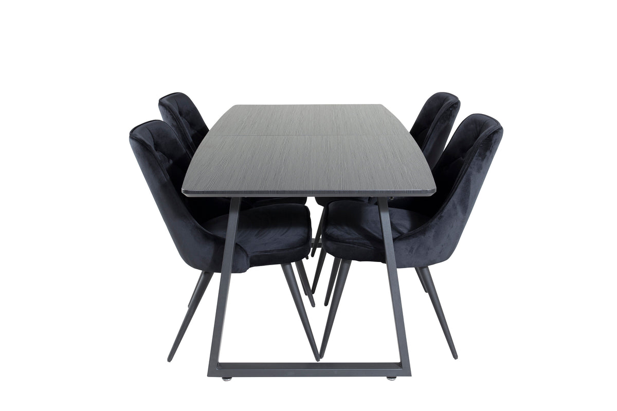 Inca Matbord med Velvet Deluxe Stolarna – Bord: 75x160x85 Stol: 66x88,5x50
