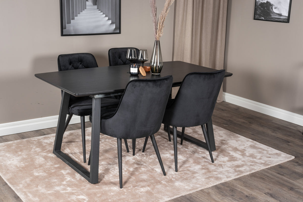 Inca Matbord med Velvet Deluxe Stolarna – Bord: 75x160x85 Stol: 66x88,5x50