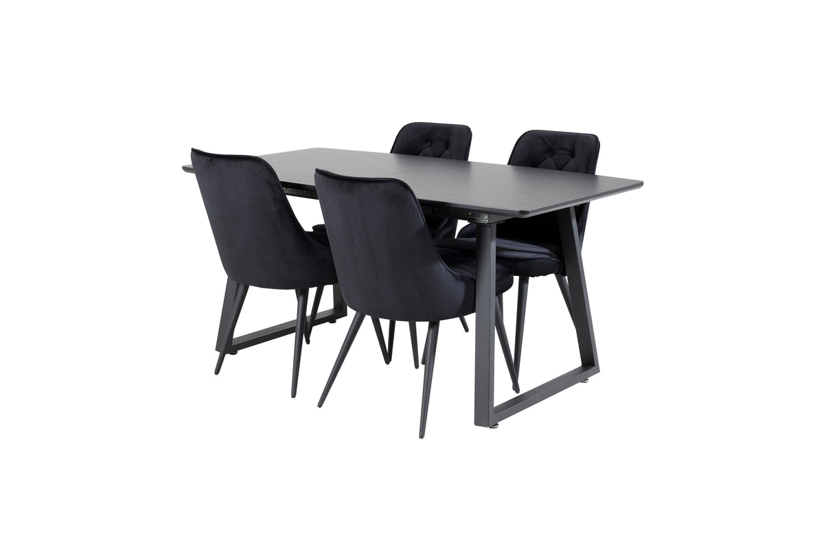 Inca Matbord med Velvet Deluxe Stolarna – Bord: 75x160x85 Stol: 66x88,5x50