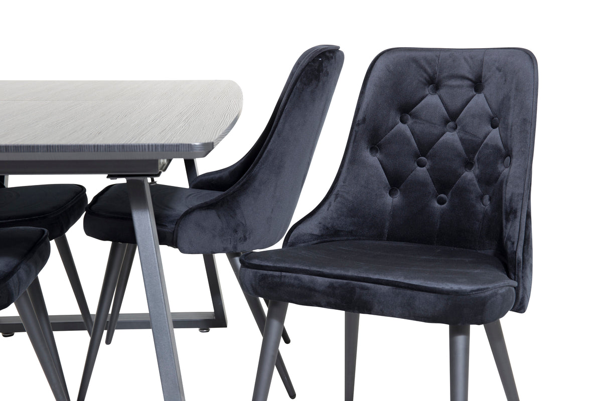 Inca Matbord med Velvet Deluxe Stolarna – Bord: 75x160x85 Stol: 66x88,5x50