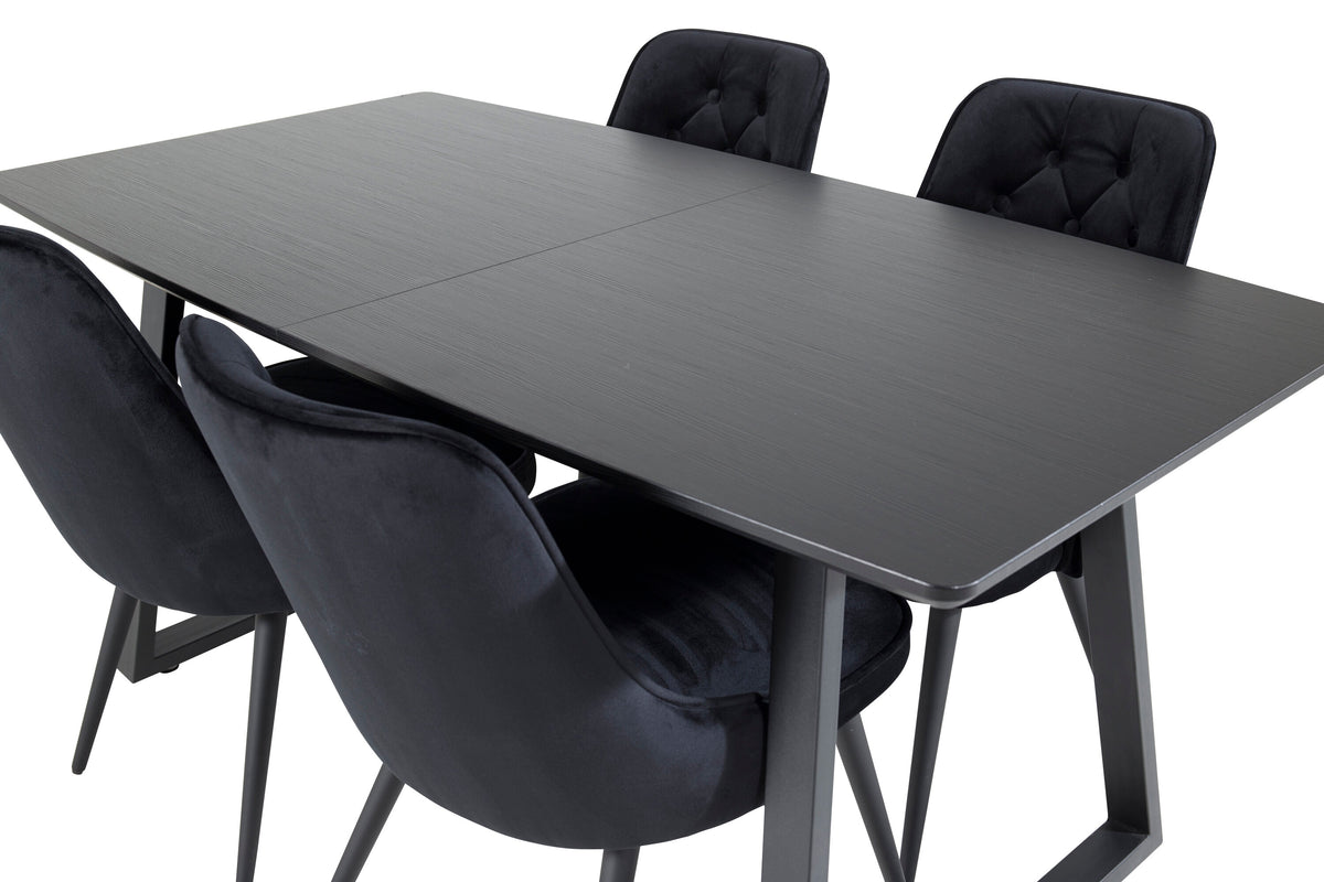 Inca Matbord med Velvet Deluxe Stolarna – Bord: 75x160x85 Stol: 66x88,5x50