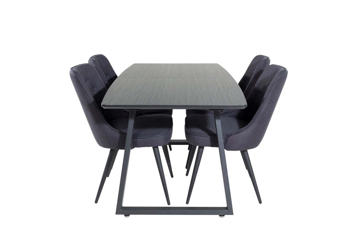 Inca Matbord med Velvet Deluxe Stolarna – Bord: 75x160x85 Stol: 66x88,5x50