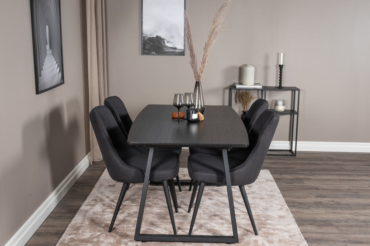 Inca Matbord med Velvet Deluxe Stolarna – Bord: 75x160x85 Stol: 66x88,5x50