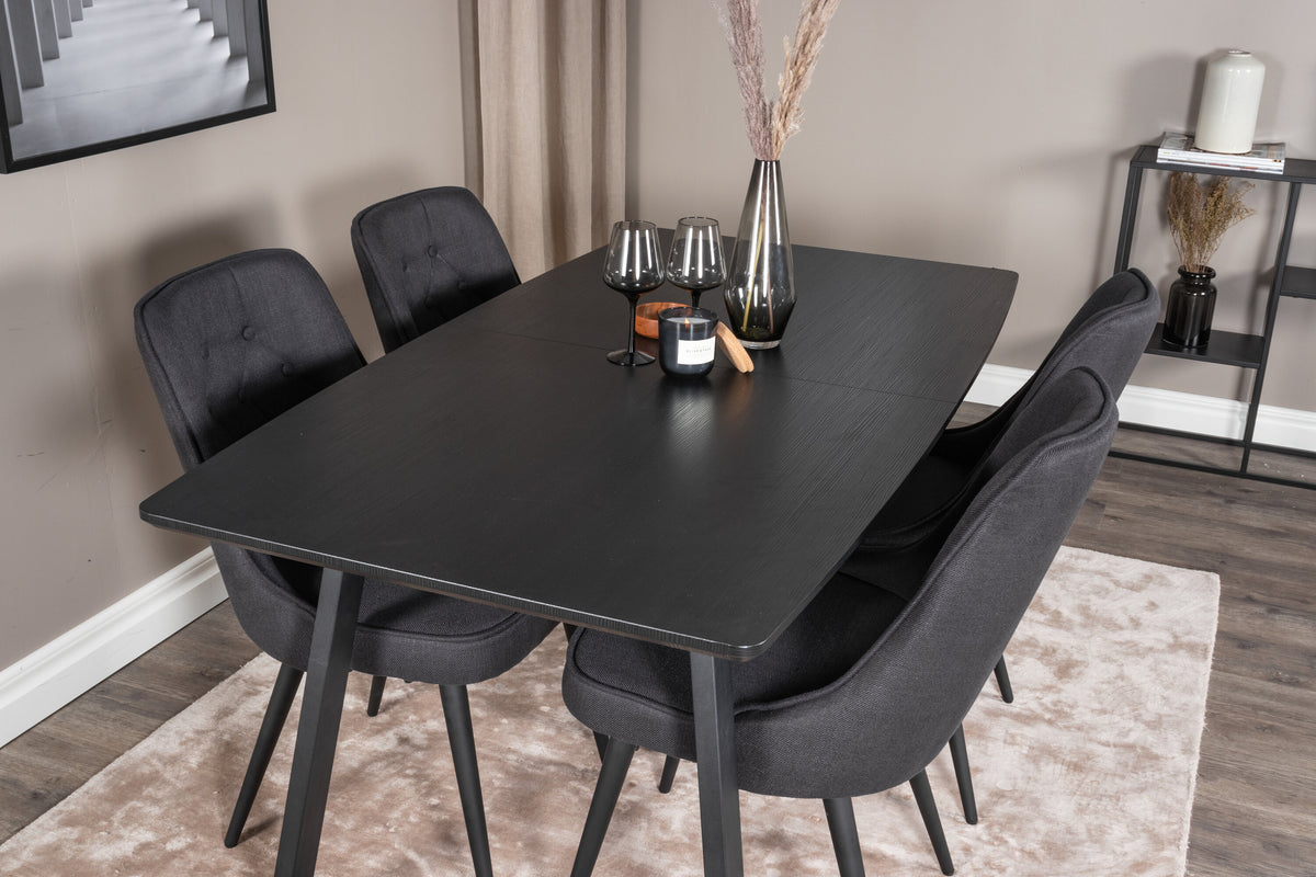 Inca Matbord med Velvet Deluxe Stolarna – Bord: 75x160x85 Stol: 66x88,5x50