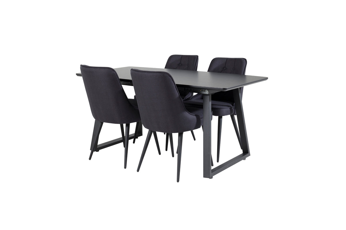 Inca Matbord med Velvet Deluxe Stolarna – Bord: 75x160x85 Stol: 66x88,5x50