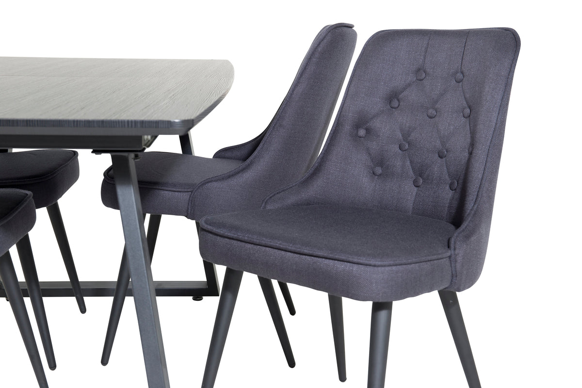 Inca Matbord med Velvet Deluxe Stolarna – Bord: 75x160x85 Stol: 66x88,5x50