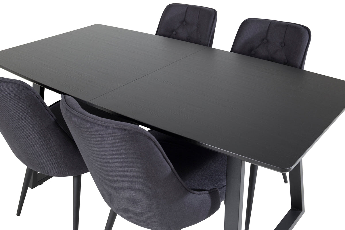Inca Matbord med Velvet Deluxe Stolarna – Bord: 75x160x85 Stol: 66x88,5x50