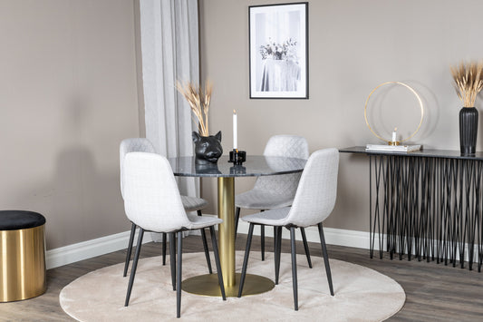 Estelle Matbord med Polar Stolarna – Bord: ⌀106 Stol: 52x86x44