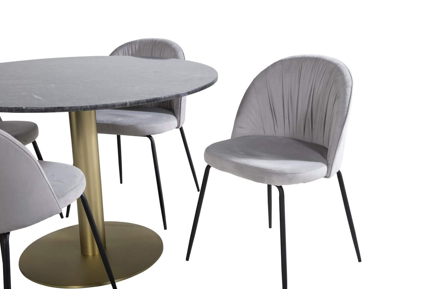 Estelle Matbord med Wrinkles Stolarna – Bord: ⌀106 Stol: 50x79,5x49