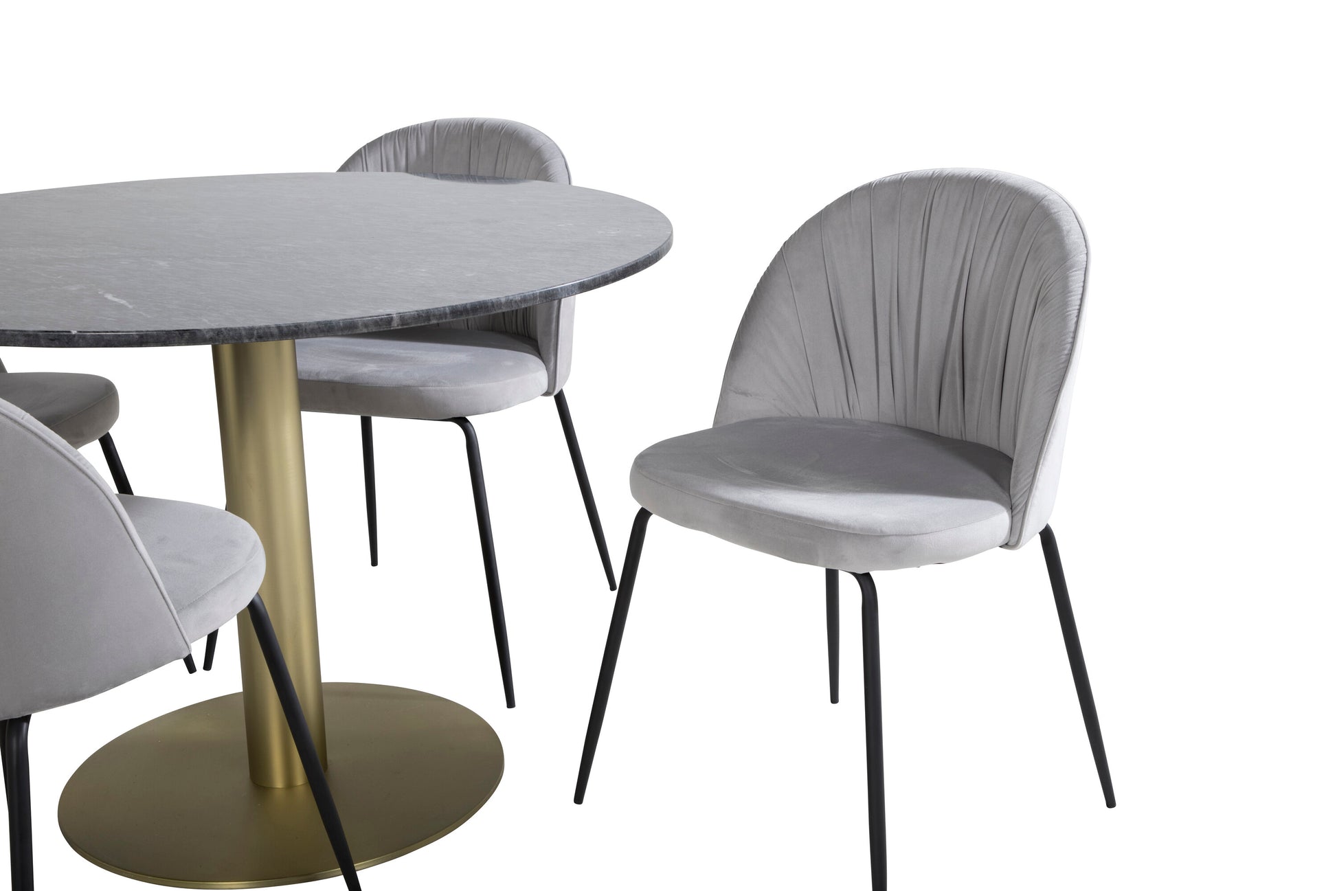 Estelle Matbord med Wrinkles Stolarna – Bord: ⌀106 Stol: 50x79,5x49