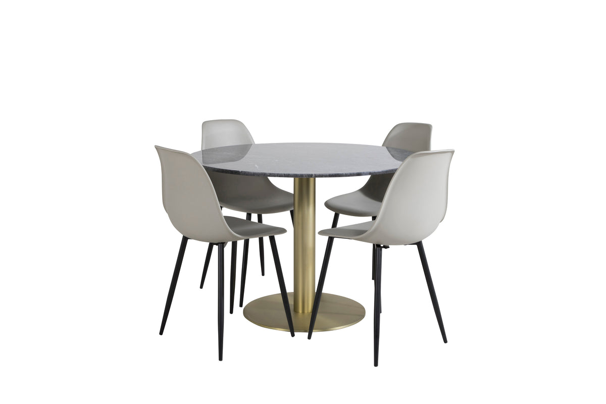 Estelle Matbord med Polar Stolarna – Bord: ⌀106 Stol: 58x81x45,5