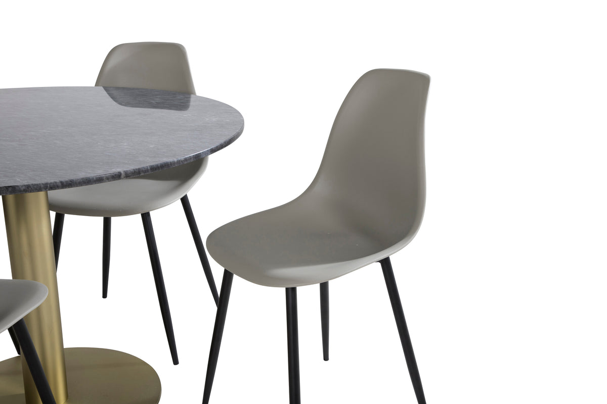 Estelle Matbord med Polar Stolarna – Bord: ⌀106 Stol: 58x81x45,5