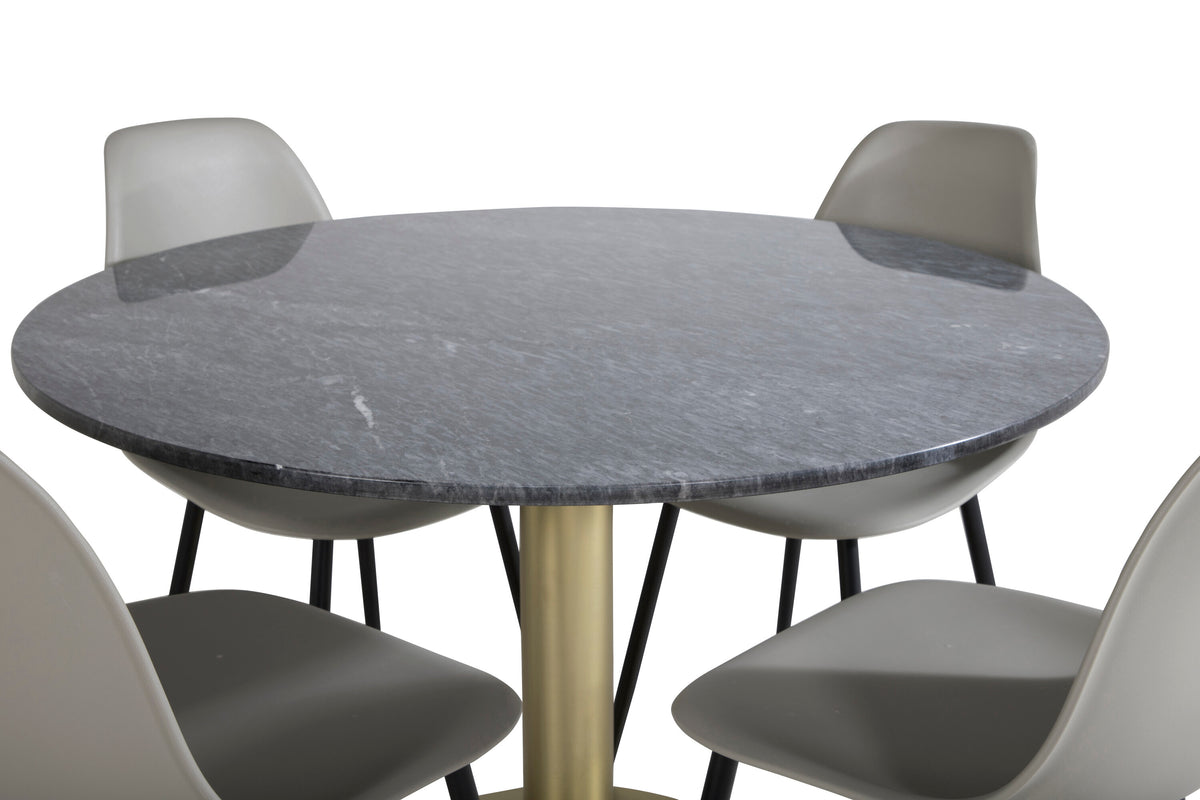 Estelle Matbord med Polar Stolarna – Bord: ⌀106 Stol: 58x81x45,5