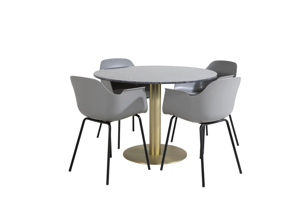 Estelle Matbord med Comfort Stolarna – Bord: ⌀106 Stol: 52x79,5x60,5