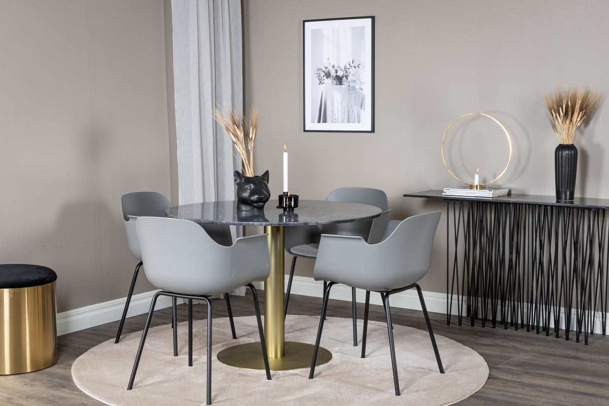 Estelle Matbord med Comfort Stolarna – Bord: ⌀106 Stol: 52x79,5x60,5