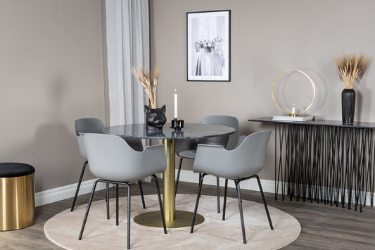 Estelle Matbord med Comfort Stolarna – Bord: ⌀106 Stol: 52x79,5x60,5