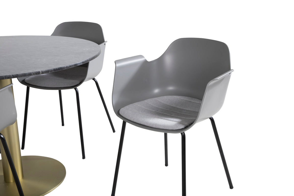Estelle Matbord med Comfort Stolarna – Bord: ⌀106 Stol: 52x79,5x60,5
