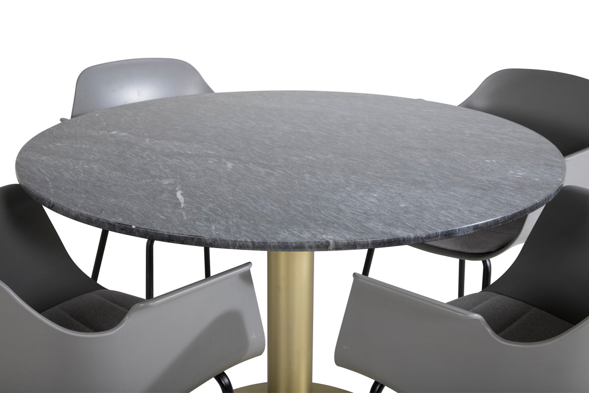 Estelle Matbord med Comfort Stolarna – Bord: ⌀106 Stol: 52x79,5x60,5