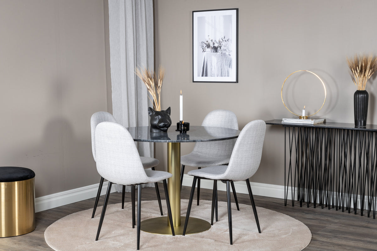 Estelle Matbord med Polar Stolarna – Bord: ⌀106 Stol: 53x87x44