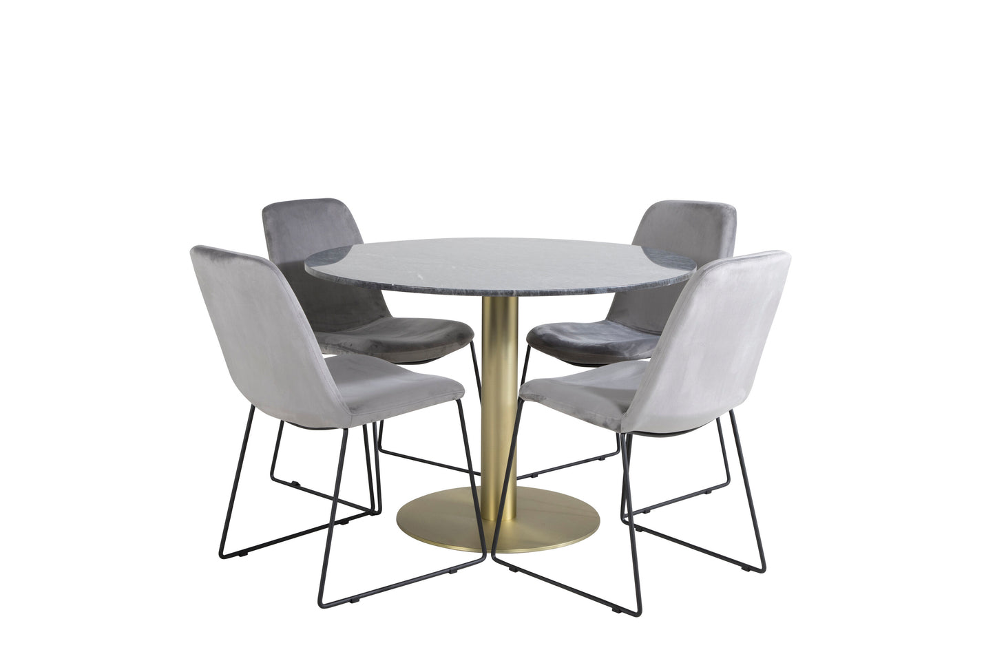 Estelle Matbord med Muce Stolarna – Bord: ⌀106 Stol: 63x84x43